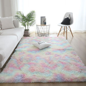 Nordic ins Tie-dye Gradient Long-pile Carpet Living Room Coffee Table Mat Bedside Long-haired Bedroom Full Floor Mat