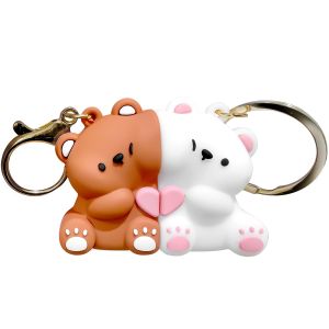 1 Pair Couple Keychains Cute Cartoon Bear Keychain Gift for Him Her Boyfriend Girlfriend Best Friend on Valentines Anniversary Wedding Birthday Thanksgiving Christmas