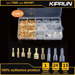 [Ready stock] KIPRUN 270pcs Male Female Spade Connector Wire Crimp Terminal Block with Insulating Sleeve Assortment Kit 2.8mm 4.8mm 6.3mm