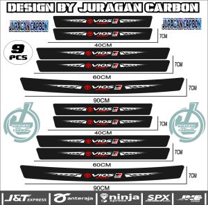 SILL PLATE KARBON 3D MOBIL VIOS GR STICKER CARBON 3D PIJAKAN BUMPER BAGASI MOBIL TOYOTA VIOS