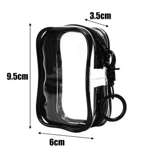 ถุงเก็บสายเคเบิลข้อมูลโปร่งใสแบบพกพาพร้อมพวงกุญแจกันฝุ่นจี้แสดงตุ๊กตาซิปรอบกระเป๋าเก็บเหรียญ