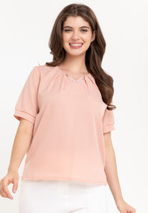 Krizia Detailed V Neck Pleated Blouse Top