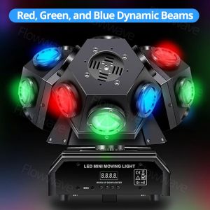 【Sound-Activated】Flowwave 18 RGBW Moving Head Led Disco Light - DMX 512 & 360° Beam Light for Party Wedding Stage Event Christmas Party Gift