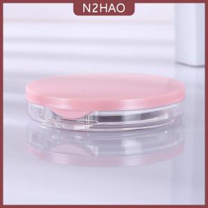 N2HAO Xách tay siêu mỏng nhựa hộp bột lỏng nồi du lịch trang điểm Jar sifter container với bột Puff gương