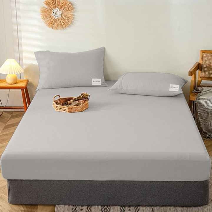 Premium 6 colors Bedsheet Fitted Bedsheet plain bedsheet 3in1 Queen