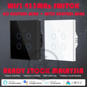 Tuya WiFi Touch Wall Switch Light No Neutral Wire and Neutral Wire 1234 Gang tmall genie Smart Home Smart Life