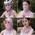Ice Silk Full Face Mask 2PCS with UV Protection and Cooling Comfort - Black & Black-Dark Grey. 