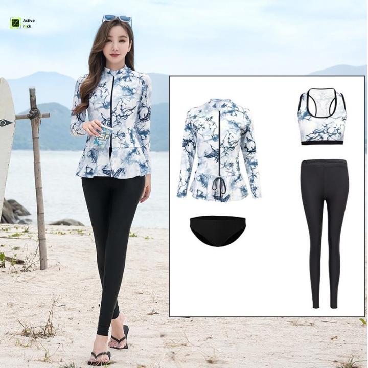 Active r0ck】 Women's 5pcs Rash Guard set Long Sleeve Active Tops