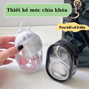 Hộp đựng tai nghe và bộ sạc có vòng móc khóa phụ kiện… Hộp đựng cáp sạc tai nghe trong suốt Hộp đựng tai nghe Túi lưu trữ tai nghe USB Túi đựng dây sạc cáp sạc  Túi lưu trữ trong suốt đơn giản  Túi lưu trữ móc chìa khóa