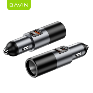 BAVIN PC2150 3in1 Universal 65W PD Super Fast Charging Car Charger w/ Dual USB-C+USB-A Ports For iPh 17 series & Android