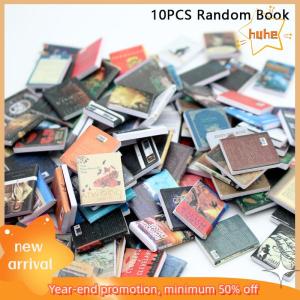 huhe 10ชิ้นบ้านตุ๊กตาจิ๋วนิตยสารหนังสือนิยายโมเดลตุ๊กตาอุปกรณ์ตกแต่งฉากบ้าน