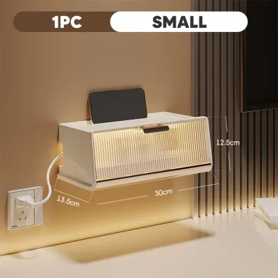 Innohut Kotak Simpanan Router Wi-Fi Wall Mounted Punch Free Wifi Router Storage Box Mutlipurpose Holder