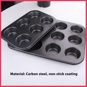 6/12 Holes Cake Baking Pan Bakeware Muffin Cupcake Mold DIY Non-Stick Baking Dish Carbon Steel Kitchen Oven Trays Pastry Tool