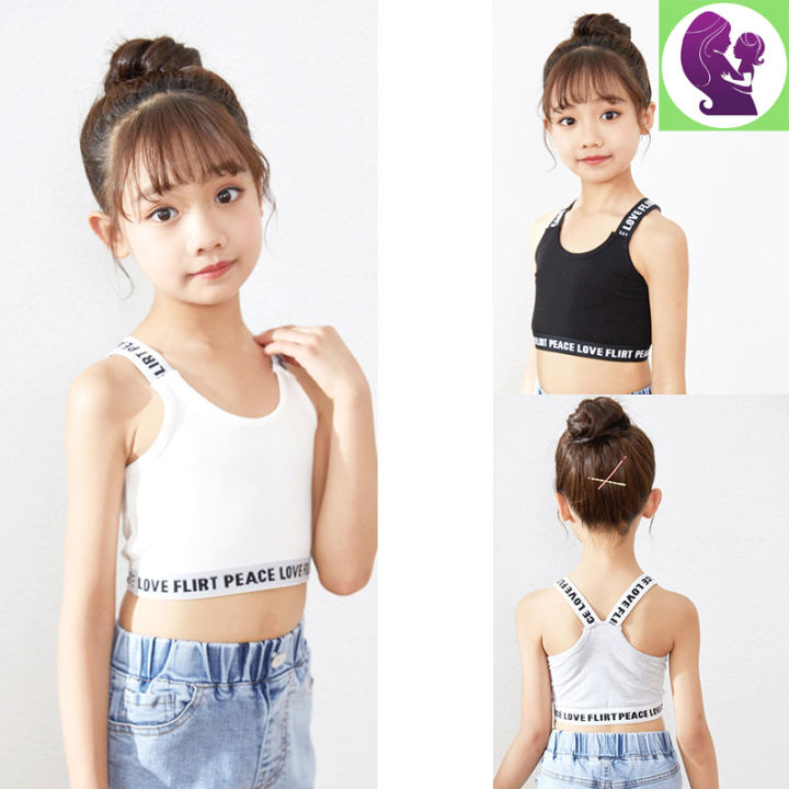 Girls Camisole Teenage Underwear Children Teens Puberty Cotton Tube Top  Baby Girl Yoga Sports Bottoming Bra Top Korean Wide Shoulder Straps Tanks