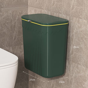 JustLiving 1PC 9L Wall Mounted Kitchen Trash Can Hanging Trash Bin for Bathroom Kitchens Cabinet Door with Lid Garbage Cans Cabinet Stor Can Dustbin Rubbish Bin Cabinet Door Floor Wall Mounted Kitchen Tong Trash