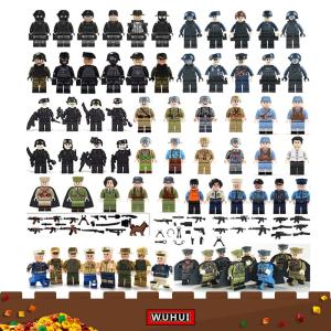 WUHUI 50PCS SWAT Military Army WW2 Minifigures Toy Building Kit Building Blocks SWAT Team City Police Partisans DIY Military Figure Soldier Building Bricks Kids Toy Toys for Boys Girls Compatible with All Brands