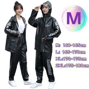 Keepmoving ชุดกันฝน ชุดกันน้ำ แยกเสื้อและกางเกง เสื้อกันฝน สีดำ/แดง มีแถบสะท้อนแสง รุ่นหมวกติดเสื้อ L-3XL