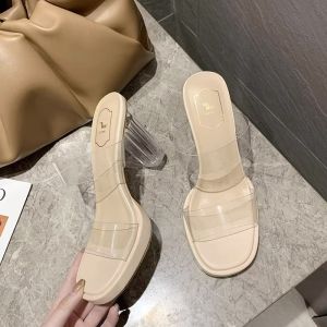 [Free Shipping] Summer New Waterproof Platform High-Heeled WomenS Sandals Transparent Crystal Slippers With Stylish Design For Outdoor Wear