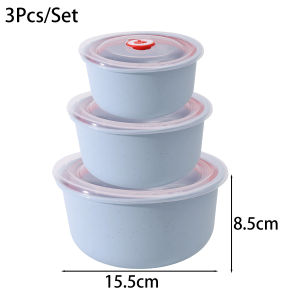 3 cái/bộ Nhà Bếp Tủ Lạnh rơm lúa mì Tươi-Giữ Hộp Thực Phẩm Lưu Trữ Container Với Nắp Xách Tay Cắm Trại Dã ngoại Trái Cây Rau Lưu Trữ Bát