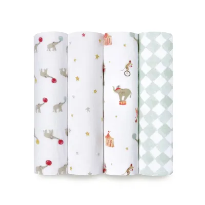 Aden + Anais Essentials Cotton Muslin Swaddle 4 Pack (Assorted Designs)