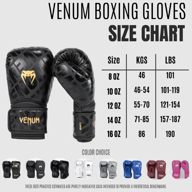VENUM Contender Boxing Gloves Black/ Black 10oz 12oz 14oz 16oz