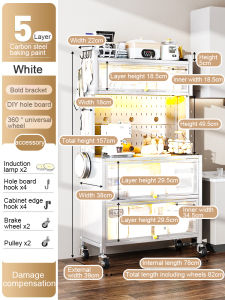 NEW!on hand！ SWEAIGOR 5-6Layer Kitchen Cabinet Storage Organizer Rack Shelf With Pull-Out Doors & Wheels White And Black