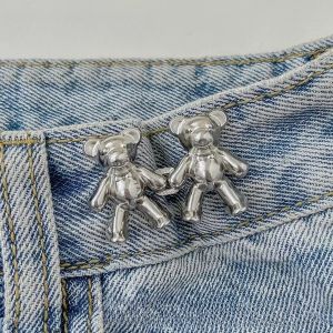 Hàng sẵn có Gấu Thỏ eo quần JEAN BÓ nút thắt lưng cố định nút quần thắt lưng điều chỉnh Pin