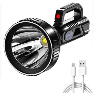 LED Search Light Spotlight Big Beam Patrol Long Range Outdoor Flashlight Rechargeable Waterproof