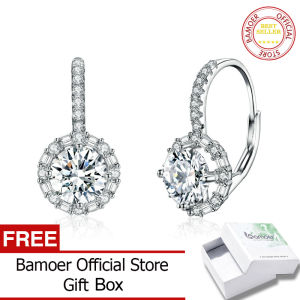 BAMOER D Color VVS1 EX 2.4CT Moissanite Ear Buckles for Women Wedding Engagement 925 Sterling Silver Luxury Fine Jewelry MSE002