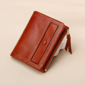 Smart King New Genuine Cow Leather Short Wallets For Women Retro Money Clip Multi-Card Position Card Holder Coin Purse
