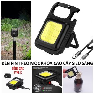 Đèn pin siêu sáng đeo móc khóa đa năng sạc usb tiện dụng bản cao cấp chống nước đèn led mini COB 800 Lumens