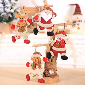 4Pcs Christmas Ornaments Gift Santa Claus Snowman Tree Toy Doll Hang Decorations
