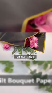 GOCRAFT Gold Rim Flower Wrapping Paper 56 x 56cm | 48 Colours | 20pcs/Pack | Bouquet Wrapping Paper for Florist & Craft