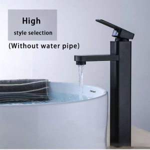 Bathroom basin splashback booster tap Black square painted sink tap Black stainless steel 304 basin tap Washbasin tap Hot and cold water tap