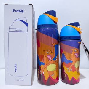 Owala FreeSip Pokemon Collab Insulated Stainless Steel Water Bottle 16oz / 24oz /32oz Push Button Leakproof Tumbler BPA Free for School Gym Travel