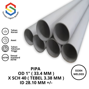 Pipa 1" ( 33.4 mm ) sch 40 stainless 304 welded