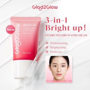 Glad2Glow Lychee Vitamin Water Sunscreen Cream SPF30 PA++ 30g | Moisturizing Sunscreen with Lychee Extract | Lightweight & Non-Sticky for All Skin Types