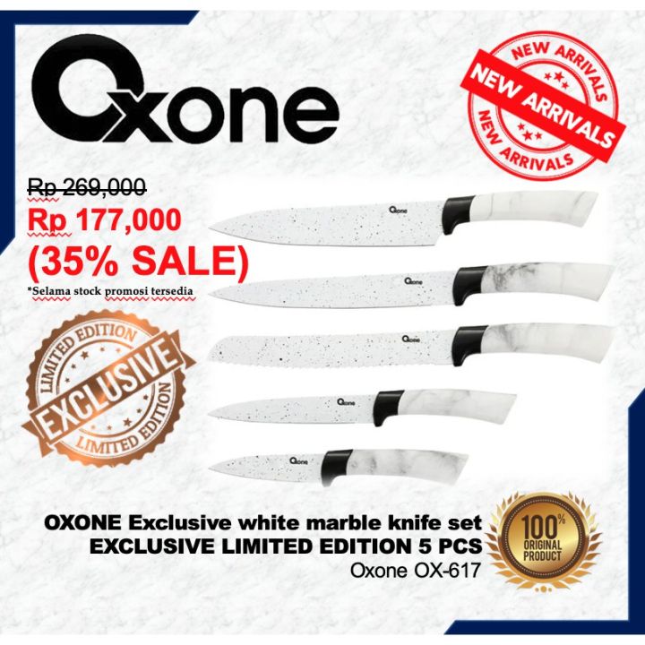 Oxone Knife Set White Marble 5pcs OX617 / Pisau Exclusive anti karat ox ...