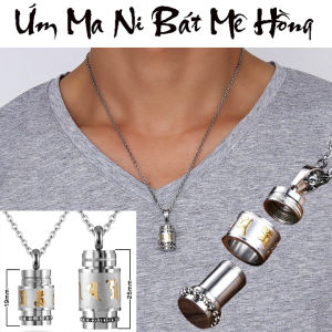 DÂY CHUYỀN TITAN UM MANI PADME HUM HÌNH TRỤ - chuẩn thời trang cầu bình an mang may mắn - hợp phong thủy