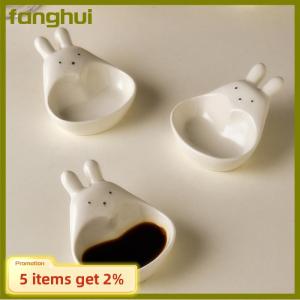 fanghui จานชามเซรามิคสามมิติลายกระต่ายการ์ตูนน่ารักสุดๆจานชามใส่อาหารกระต่ายขาว