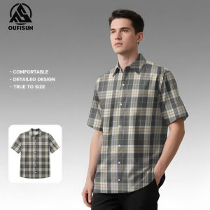 【Oufisun】เสื้อยืดเสื้อเชิ้ตลำลองเสื้อเชิ้ตลายตารางเสื้อฤดูร้อนแขนสั้นเสื้อเชิ้ตผู้ชายเสื้อยืดฤดูร้อนแขนสั้นพิมพ์ลายขนาดใหญ่