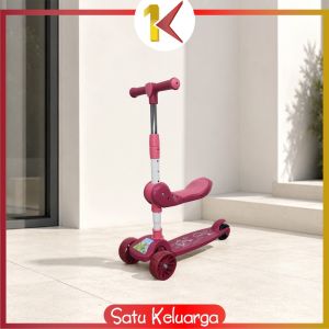 SK-M290 Mainan Anak Skuter Otoped Sepeda Duduk 3 Roda 2in1 Ada Musik Lagu Lampu Scooter Anak Roda