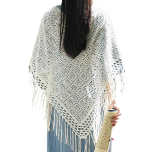 Stylish Women Summer Crochet Shawl Knitted Shoulder Wrap with Tassels For Layering Over Dresses and Casual Daily Wear
