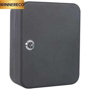 Key Cabinet Wall Mount 20 Key Hooks Key Cabinet Lock Box with Key/Code Lock Locking Key Cabinet Key Holder Box Wall Mount