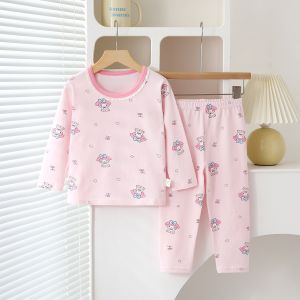 (SG Seller) Children Pajamas Set Breathable Cotton Long Sleeve Home Sleepwear Suit Boys Girls Kids Home Wear Loungewear