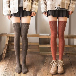 ถุงเท้าทอลายข้อยาวเหนือเข่า ถุงเท้ายาวเหนือเข่า ถุงเท้าแฟชั่นสไตส์เกาหลี - พร้อมส่งจากไทย