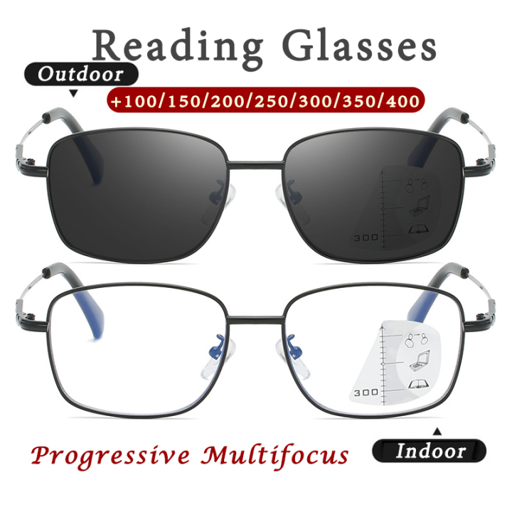 Titanium Photochromic Presbyopic Glasses Automatic Zoom Progressive
