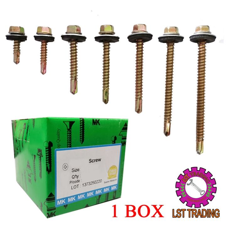 [ready Stocks] Hex Head Self Drilling Screw 1 Box Skrew Kepala