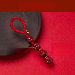 【Completely Dispel Bad Luck】Triad And Hexad Cinnabar Zodiac Keychain 2024 Year of Birth Red Rope Cinnabar Zodiac Sanhe Liuhe Car Keychain Charm Mens and Womens Bag Ornaments