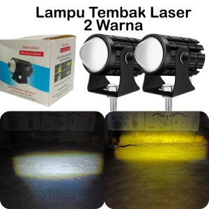 Lampu Tembak Laser Motor Mobil 2 Warna High Low Putih Kuning - Lampu Kabut Jarak Led Mini No Saklar